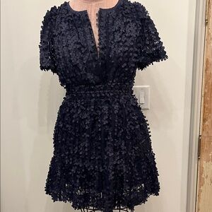 Anthropologie Navy Textured Mini Dress